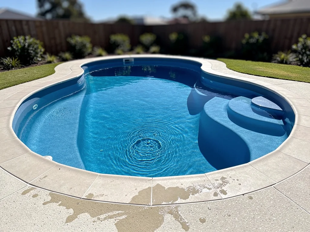 Piscine coque en polyester rénovée après réfection complète du gelcoat